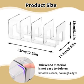 Acrylic File Organiser, Magazine Rack Folder Organiser, Magazine Holder with 4 Compartments, Books Organising, File Holder, 32 x 14.5 x 13 cm, Magazine Rack Desk