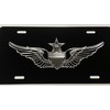 Engraved Senior Army Aviator Wings Car Tag Black & Silver