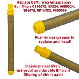 100 Mesh Yellow Push-On Airless Spray Gun Filters, Compatible with Titan 581-062, 0089959, 0516732; Wagner 0089959, 0154675, 0089324; SprayTECH 0515220, 0154675(15 PCS)