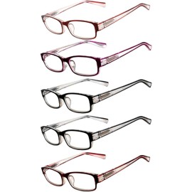OWL 5 Pack Eyeglasses for Women, Spring Hinge with Beautiful Pattern Reading Glasses Women, Stylish Fashion Readers for Women