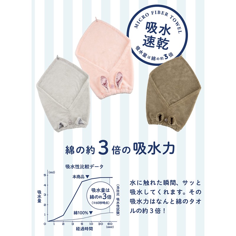 CB Japan Carari Zooie Hair Turban Absorbent Quick Dry Satin