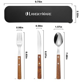 Portable Utensils Set with Case 18/8 Stainless Steel Silverware Set Reusable Utensils Set for Lunch Box Ideal for Travel Camping 3 Pcs Set