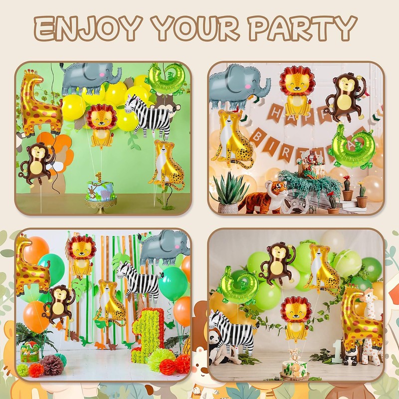 Ospvcwk Giant Safari Animal Balloons 7 Pack, Jungle Zoo Party