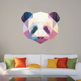 Home Living Room 22" x 28" Stained Glass Giant Panda Head Vinyl Decoration Bear Animal Mosaic Art Design Adhesive Kids Bedroom Wall Decal Sticker