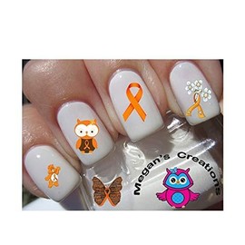 Leukemia Awareness Orange Ribbon Nail Art Decals
