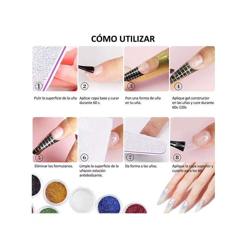 Kit Profesional De Uñas Acrílicas, 25 Unidades, 12 Colores