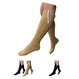 HealthyNees 15-20 mmHg Zipper Compression Plus Size Calf Leg Closed Toe Socks (Beige, 4XL)