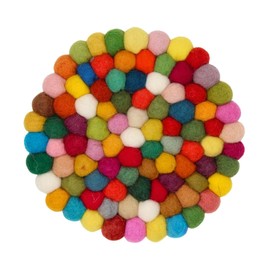 Grült Home Trivet - Felt Trivet for Cups, Pots, Pans and Cups, Hand-Felted in Nepal (Multicoloured, Circle 20 cm)
