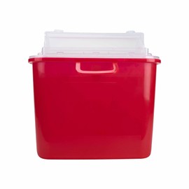 Medegen 5.4qt Sharps Container, Red Base 10.5in X 3.5in X 10.5in, Horizontal Entry, Each