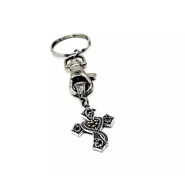 JKCE Designs Mustard Seed Cross Charm Keychain, Matthew 17 20,