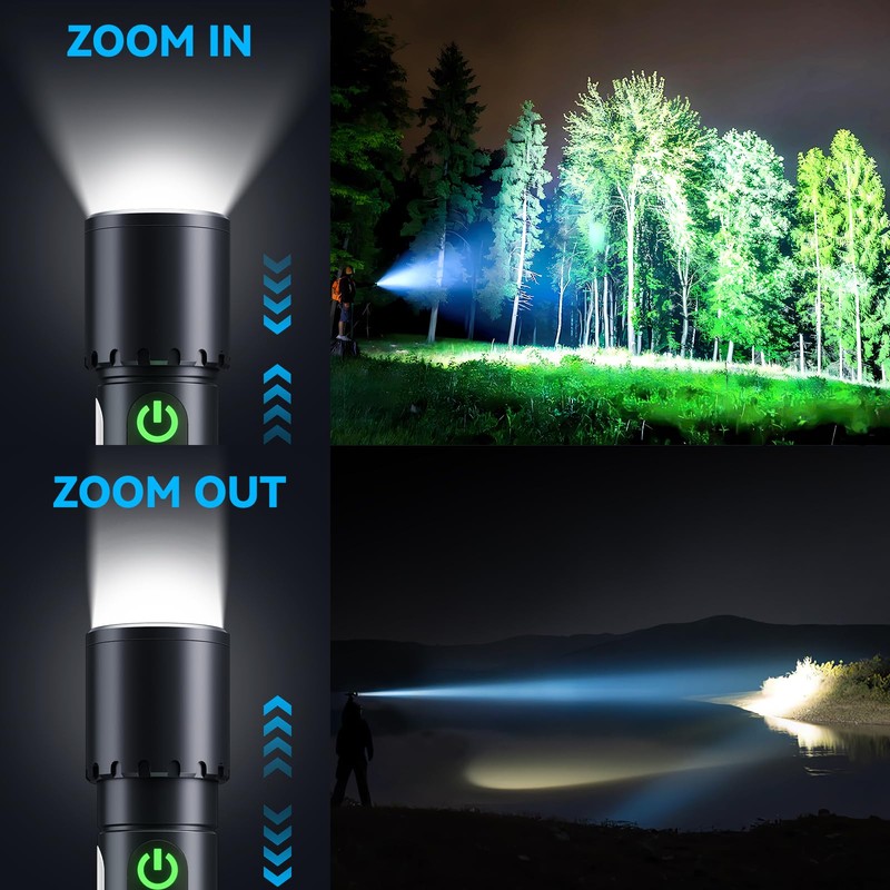 ADDplus Magnetic Flashlight Rechargeable,2000LM 5000mAh Flashlights High Lumens with 9