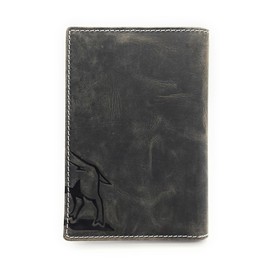 Genuine Leather Case Document Folder for Fishing Licence, Severely Disabled ID, Passport, Gun Licence, Hunting Licence, Vaccination Card etc., Grey Wild Sow Quattro, Classic