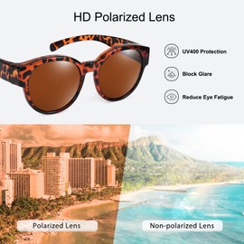 Br’Guras Polarized Oversized Fit over Sunglasses Over Glasses with Cat Eye Frame for Women&Men (Amber leopard/brown, Brown)