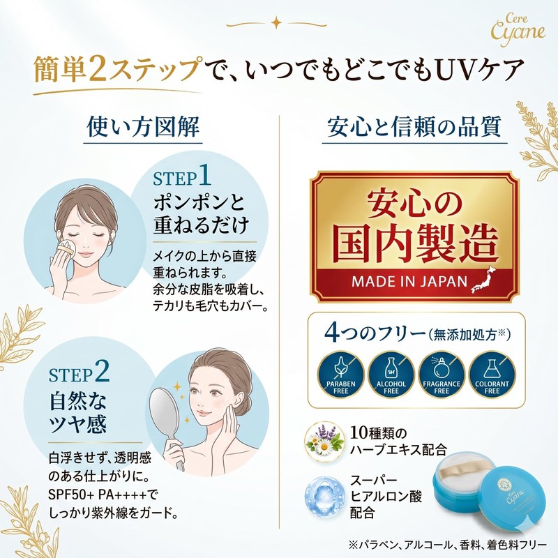 Cere Cyane UV Face Powder (SPF50+ PA++++), Unique Platinum Nanoceria