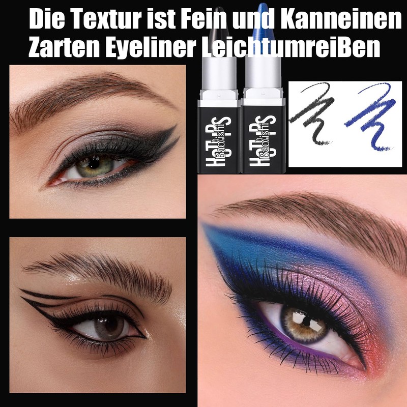 Eyeliner Cream, Waterproof Eyeliner Black & Blue, Waterproof Matte Eyeliner