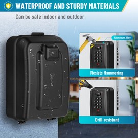 Key Lock Box with Code, Wall-Mounted LockBox for Keys with Resttable Code, 12 Digit Combination Outdoor Lockbox, Weatherproof & Large Capacity Key Safe Storage for Home, Apartment, Office