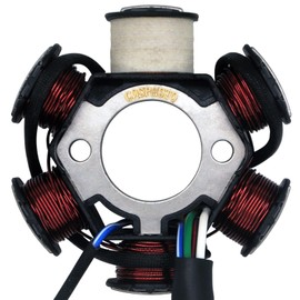 Magneto Stator Coil 5 Wire AC 6 Pole Ignition Stator Magneto for GY6 125cc 150cc Engine Stator Replacement for Scooter ATV Go Kart TAOTAO Dune Buggy(3-pin Square Interface)