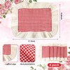 Set of 6 Rectangle Red Gingham Placemats Red White Checkered
