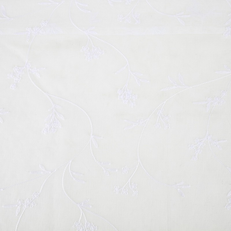 No. 918 Delia Embroidered Floral Sheer Rod Pocket Curtain Panel,