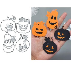 4pcs Pumkin Ghosts Metal Die Cuts Cutting Dies, Halloween Pumkins Cutting Dies Paper Cards Cutting Dies Cut Stencils for DIY Embossing Card Making Book Tags Decorative Paper Dies Scrapbooking