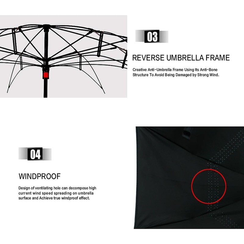 MRTLLOA 40/49/56 Inch Oversize Windproof Inverted Reverse Upside Down Umbrella,