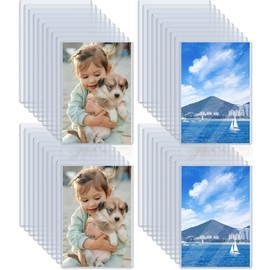 Rainmae 50 Pack 5" x 7" Rigid Print Protectors, Clear Waterproof Hard Plastic Page Sheet Protectors, B6 Paper Sleeves Photo Plastic Sleeves Hard Plastic Document Holder Birth Certificate Protector
