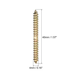 uxcell 4x38mm Hanger Bolts, 24pcs Double Ended Self-Tapping Thread Wood to Wood Dowel Screws for Wood Connecting