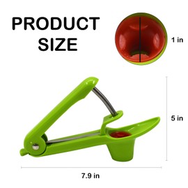 Cherry Pitter Tool, Olive Pitter and Fruit Pit Corer Remover Tool, Portable Kitchen Tool with Space-Saving Lock Design for Making Jam (Green)