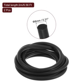 uxcell 2 Pcs Silicone Foam Seal Strip, 8mm(0.31") Dia 2m(6.56 Ft) Long Round Solid Weather Stripping Sponge Rubber Bar for Door Window DIY Gasket Automotive, Black