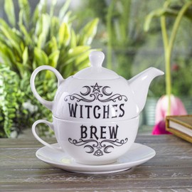 Summit Collection Alchemy Gothic Witches Brew Tea For One Set Bone China Porcelain 3 Piece Tea Set