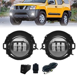 LED Fog Lights Compatible with 2005-2015 Nissan Xterra/2010-2019 Nissan Frontier Fog Lamps Assemblies w/Switch Wiring Harness
