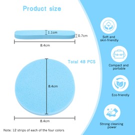 48 Stück Gesichtsschwämme, PVA komprimierte Reinigungsschwämme, ultra-weich, hoch-elastisch, antibakteriell, für den täglichen Gebrauch und auf Reisen