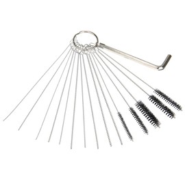Carburetor Cleaning Kit, Multi-Size Cleaning Tool Kit with 10 Cleaning Needles, 5 Nylon Brushes and 1 Wrench for Motorcycle ATV Moped Welder Carburetor