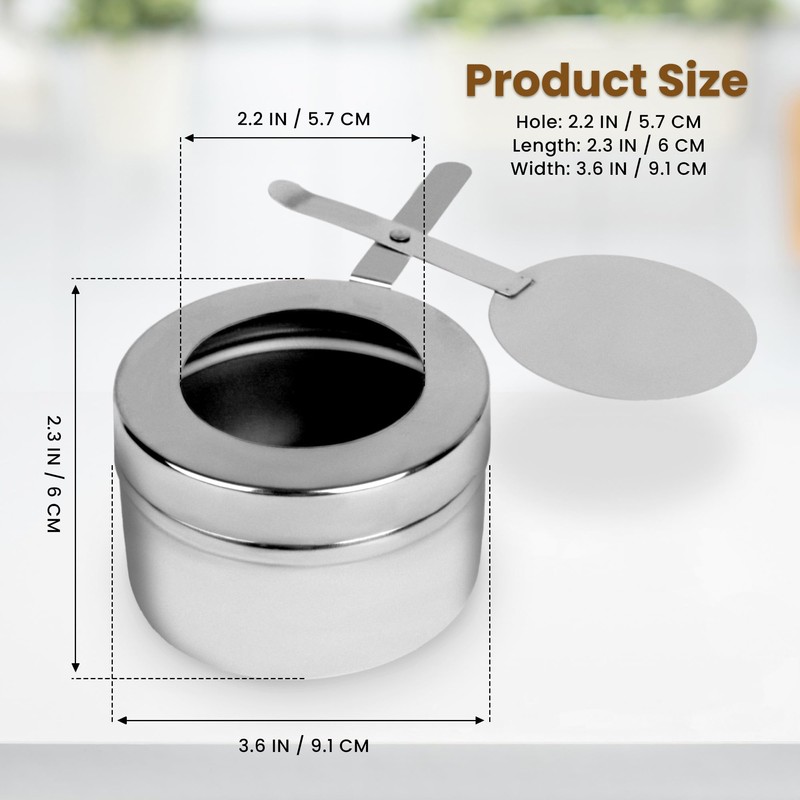 CHEFQ Stainless Steel Chafing Wick Fuel Holders with Safety Cover