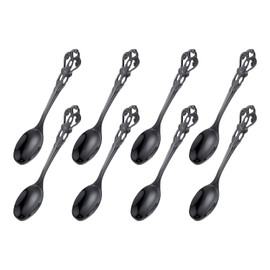 uxcell 8 Pcs Long Handle Ice Tea Spoon, 7 Inch Stainless Steel Cocktail Stirring Spoons, Coffee Spoons for Cocktail Stirring, Mixing, Tea, Black