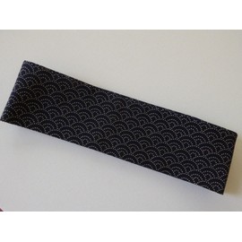 YokohamaUSA Japanese Hachimaki Headband Sports Seigaiha Shell Print Navy/ 37" L