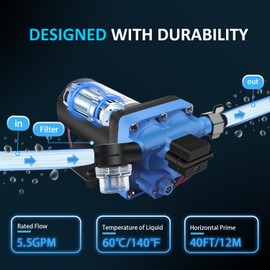 YEEHEMES 12V Caravan Water Pump 5GPM 45 PSI Bomba presurizadora for RV Motorhome Camper Garden Home Pressuization