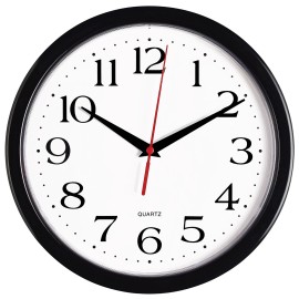 Bernhard Products Black Wall Clock Silent Non Ticking 10 Inch Quality