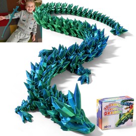 31.5 Pulgadas Figura de Dragón Grande Impresa en 3D, Animales de Juguete Articulados Más Grandes, Juguete de Movimiento Gigante Flexible, Figura de Dragón de Cristal Impresa en 3D para Halloween