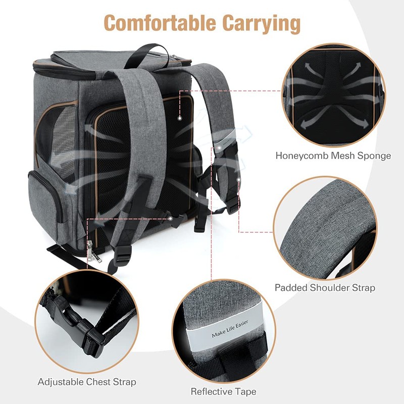 Lekereise Pet Carrier Backpack Expandable Cat Backpack for Medium Dogs