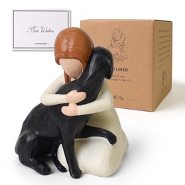 DUMING-IN Dog Memorial Gifts, Hand-Painted Dog Angel Figurines, Loss Sympathy Remembrance Gift, Dog Lovers Gifts for Men Women (Black)