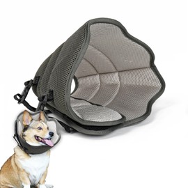 COOWONE Soft Pet Dog Cone Recovery Collar, Dog Cone Collar For Dogs After Surgery, Protective Recovery Collar, Not Block Vision Grey Mesh S