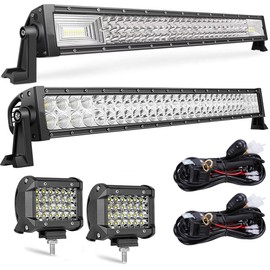 LED Light Bar Kits - 32Inch Light Bars with 4 In LED Pods&Wiring Harness,12V 24V Driving Lamp Roof Bumper Off Road Lights LED Work Light for Truck Camper Wagon Car Pickup Tractor Golf Cart ATV UTV SUV