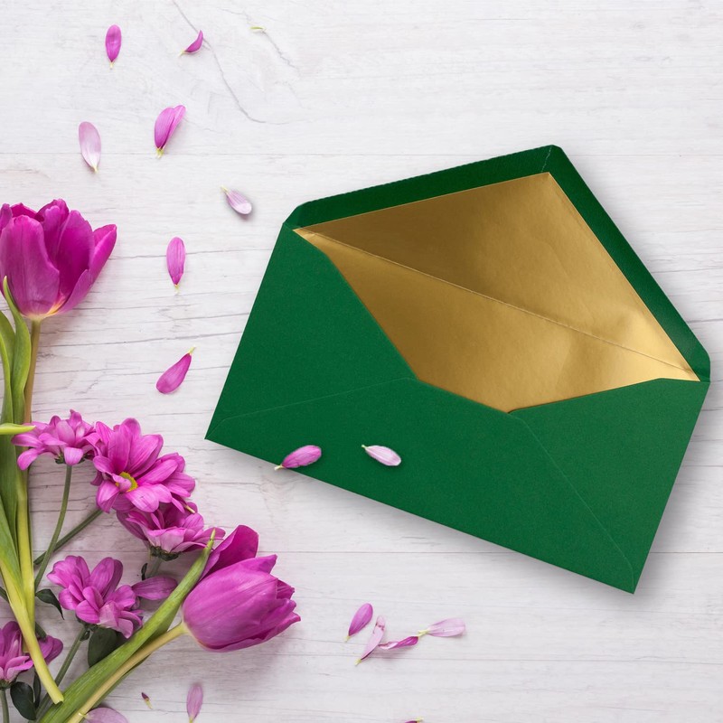 Envelopes size DIN Long, gummed, wet seal, Gold / Silver