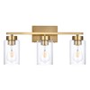 A1A9 3-Light Bathroom Vanity Light, Modern Brushed Gold Wall Lights