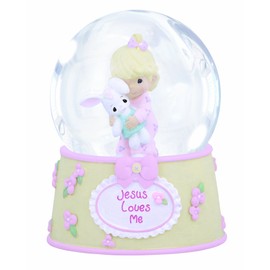 Precious Moments, Jesus Loves Me, Resin/Glass Snow Globe, Girl, Musical, 132102
