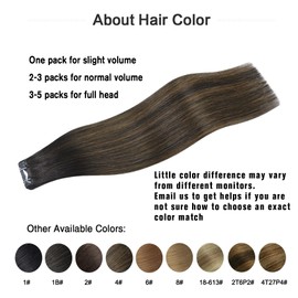 22Inch Dark Brown to Chestnut Brown Tape in Hair Extensions Human Hair 100% Remy Human Hair Extensions 60g for Women 20 Pcs/Package