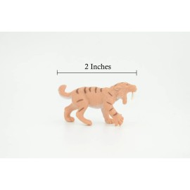 Collectible Wildlife Gifts Saber-toothed Cat Toy, Smilodon Realistic Rubber Hand Painted Model 2" SF79 B224