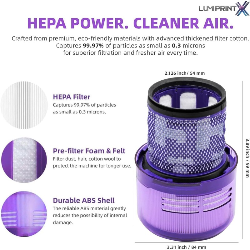 Dyson V11 Filter, 2-Pack Premium True HEPA Replacement Filters for