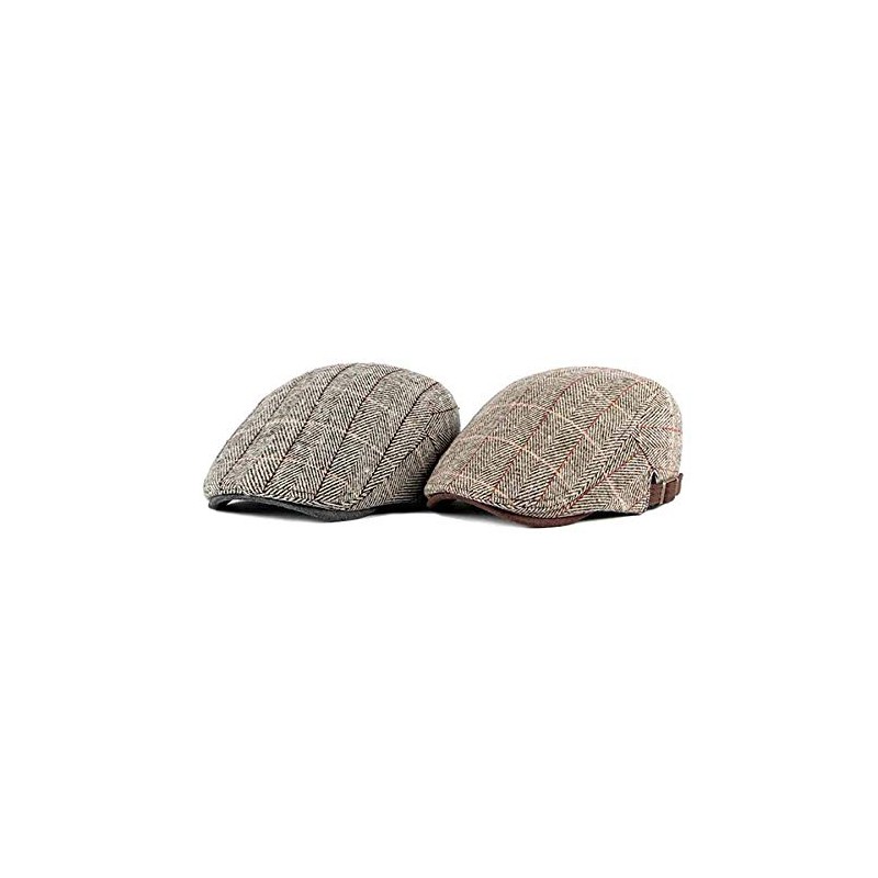 Anshili Men's Flat Cap Women's Checked Ski Hat Newsboy Cap